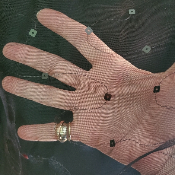 GIORGIO ARMANI BLACK LONG SILK SEQUIN MAXI SKIRT WITH SLIT - Picture 8 of 14